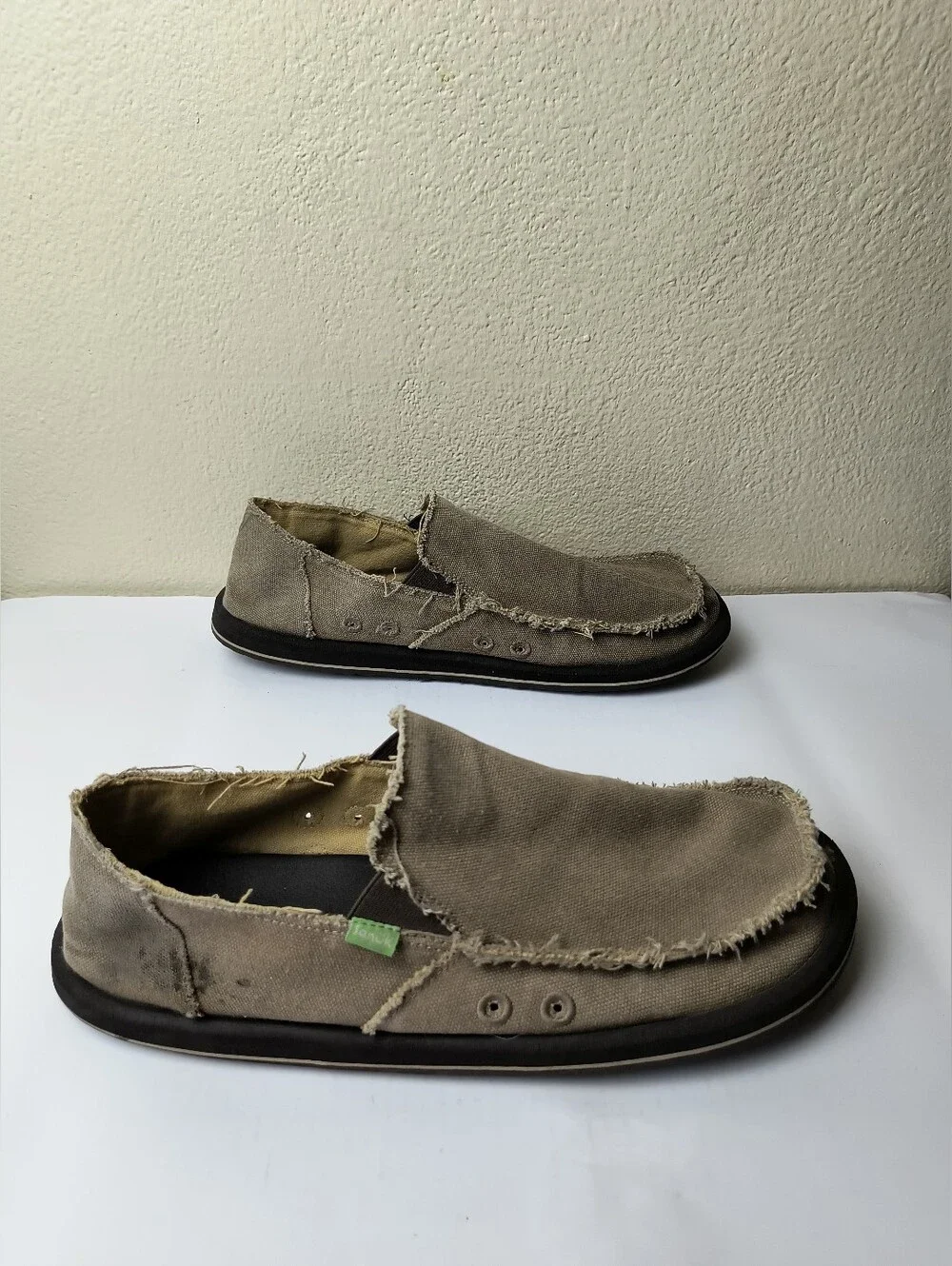 Sanuk Chiba Men's 13 Canvas Slip-On Loafers Shoes in Brown